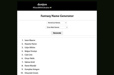 random fantasy name generator|donjon; Fantasy Name Generator.
